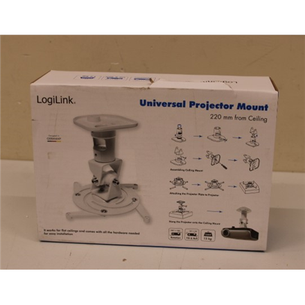 SALE OUT. Logilink BP0003 Projector mount, ceiling, universal, 220 mm, white | Logilink | DAMAGED PACKAGING