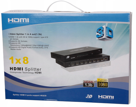 SPLITTER HDMI 1x8 ROZDZIELACZ 4K HDCP ORYGINALNY