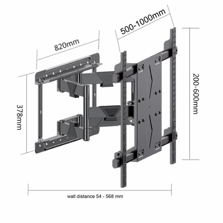 UCHWYT DO TV LCD/LED 55-120"  AR-92XL ART 140KG reg. pion i poziom 54-568mm maxVESA 1000x600