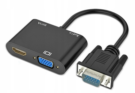 ADAPTER KONWERTER VGA D-SUB DO HDMI + VGA + AUDIO