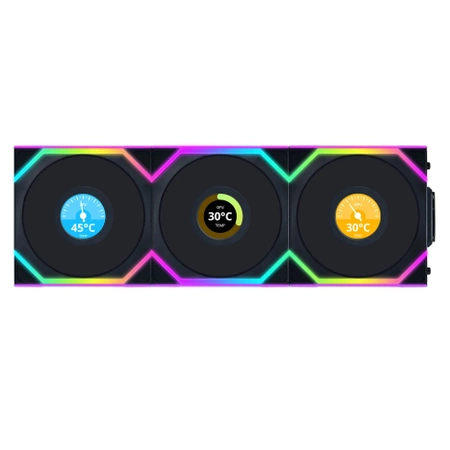 Lian Li UNI FAN SL Wireless LCD Lüfter, ARGB, PWM, 3er-Pack inkl. Controller - 120 mm, schwarz