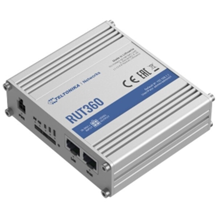 Teltonika Industrial Cellular Router RUT360 LTE CAT6 	1 x LAN ports, 10/100 Mbps, compliance with IEEE 802.3, IEEE 802.3u standards, supports auto MDI/MDIX crossover Mbit/s, Ethernet LAN (RJ-45) ports 2 x RJ45 ports, 10/100 Mbps, Mesh Support No, MU-MiMO 
