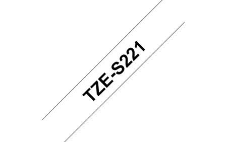 Brother TZe-S221 Strong Adhesive Laminated Tape Black on White, TZe, 8 m, 9 mm