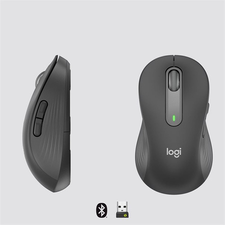 Logitech Signature M650 L Left Wireless Mouse, RF Wireless + Bluetooth, 2000 DPI, Graphite | Logitech