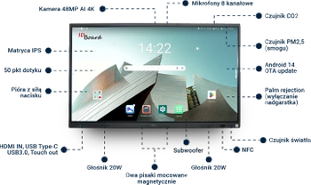 Monitor interaktywny 86” model IDB-S486A14 CAM