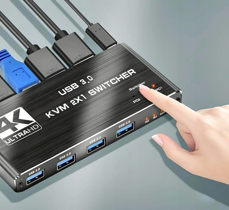PRZEŁĄCZNIK KVM HDMI 2.0 4xUSB 3.0 SWITCH 4K/60HZ 2 KOMPUTERY - 1 MONITOR