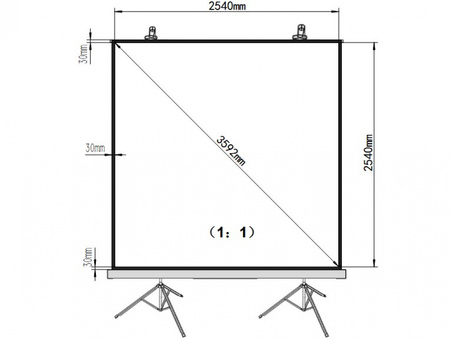 EKRAN RĘCZNY NA STATYWIE 140" 254x254cm TA-140 1:1 ART podwójny tripod