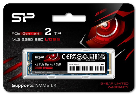 Silicon Power SSD UD85  2000 GB SSD form factor M.2 2280 SSD interface PCIe Gen4x4 Write speed 2800 MB/s Read speed 3600 MB/s