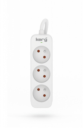 Przedłużacz KERG bez wyłącznika-3 gniazda-biało-szary-3m-10A-H05VV-F-3x1,0mm2