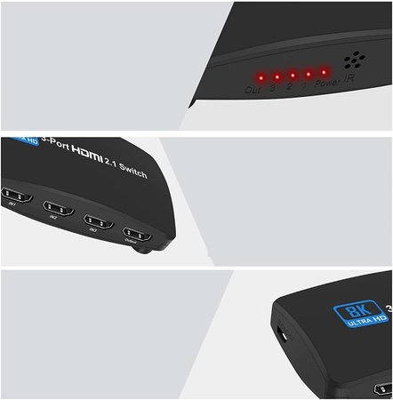 SWITCH HDMI 2.1 3x1 PRZEŁĄCZNIK 8K 4K 120HZ 240HZ