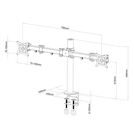 UCHWYT BIURKOWY DO 2 MONITORÓW LED/LCD 13-27" L-02 ART seria PREM