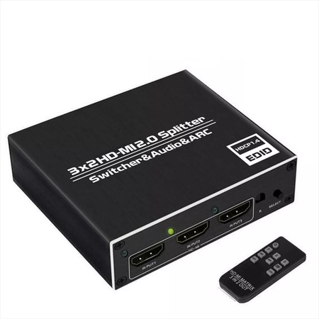 MATRIX HDMI 2.0 3x2 SWITCH SPLITTER EKSTRAKTOR ARC