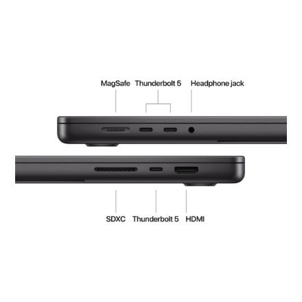 Apple MacBook | Pro | Space Black | 16 " | 3456 x 2234 pixels | Apple M4 Pro | 48 GB | Solid-state drive capacity 512 GB | Apple M4 Pro chip 14-core CPU/20-core GPU | macOS | 802.11ax | Bluetooth version 5.3 | Keyboard language Swedish | Keyboard backlit 