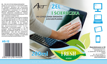PŁYN ZE ŚCIERECZKĄ DO EKRANÓW LCD/PLAZMOWYCH 200 ml AS-12 ART