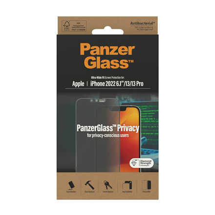 PanzerGlass Screen protector Apple iPhone 14/13/13 Pro Glass Black Privacy Ultra-Wide Fit