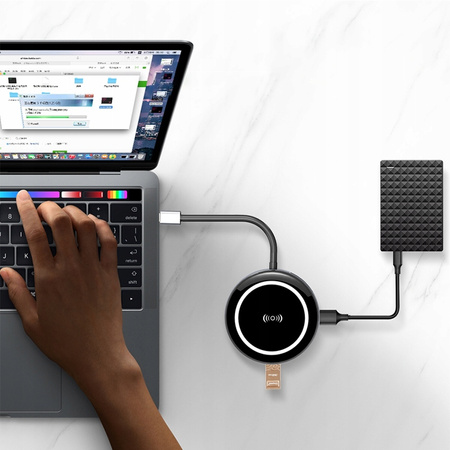 Ładowarka indukcja +adapter USB-C HUB 3.0 HDMI LAN