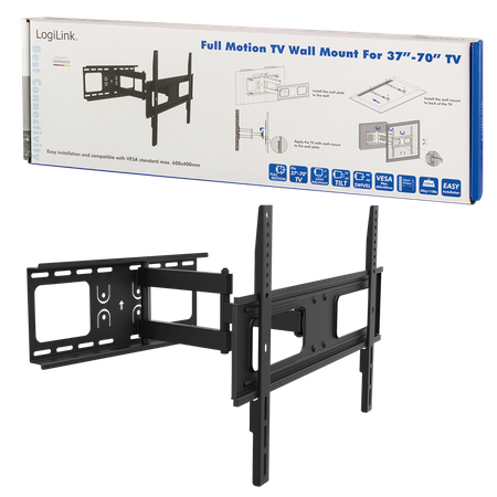 Logilink BP0028 TV Wall mount, 37"-70", tilt +10°-20°,swievel +-90°, 475mm Logilink Wall Mount, 37-70 ", Maximum weight (capacity) 50 kg, Black