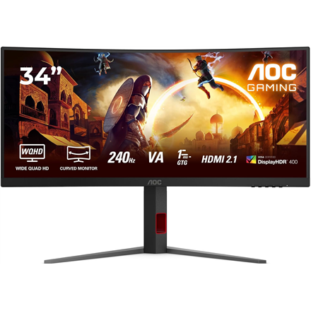 AOC CU34G4 | 34 " | Fast VA | UWQHD | 21:9 | 180 Hz | 1 ms | 3440 x 1440 pixels | 300 cd/m² | HDMI ports quantity 2 | Black
