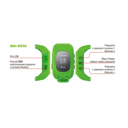 Smart Watch z lokalizatorem GPS - Green
