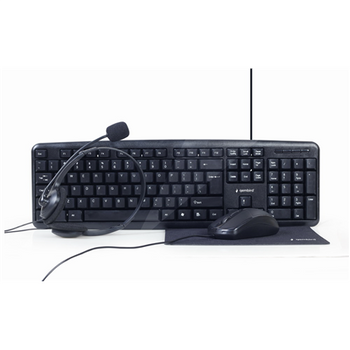 Gembird 4-in-1 Multimedia office set KBS-UO4-01 Keyboard, Mouse, Pad and Headset Set Wired Mouse included US Black 630 g