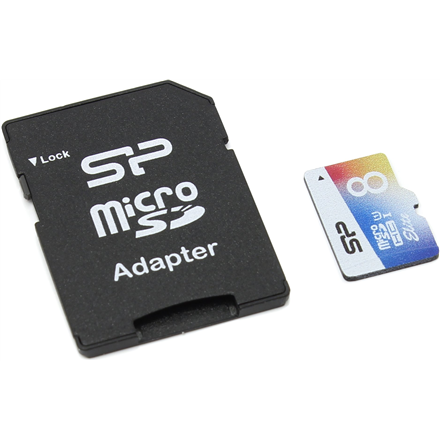 Silicon Power Elite UHS-1 Colorful 8 GB, MicroSDHC, Flash memory class 10, SD adapter