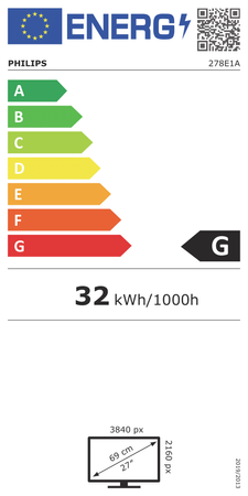 Philips LCD Monitor 278E1A/00 27 " IPS Textured 4K UHD 16:9 4 ms 350 cd/m² Black Headphone HDMI ports quantity 2 60 Hz