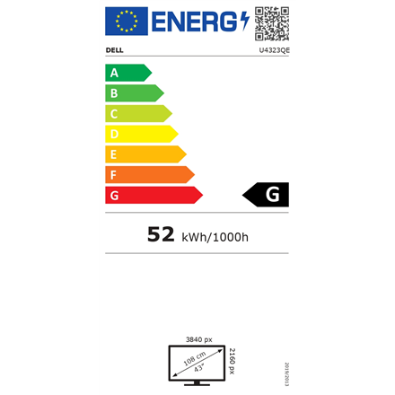 Dell USB-C Hub Monitor U4323QE 42.5 " IPS UHD 3840 x 2160 16:9 5 ms 350 cd/m² 60 Hz HDMI ports quantity 2