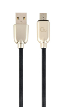 Kabel USB 2.0 (AM/microUSB M) 1m oplot gumowy czarny Gembird