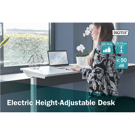 Digitus Electric Height Adjustable Desk 73 - 123 cm Maximum load weight 50 kg Metal White