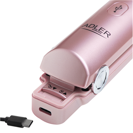 Adler Cordless Hair Straightener | AD 2327 | Ceramic heating system | Display LED | Temperature (min) 160 °C | Temperature (max) 220 °C | Pink