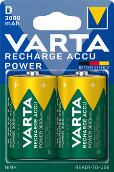 AKUMULATORY VARTA R20 (typD) 3000 mAh RECHARGE ACCU POWER 2szt