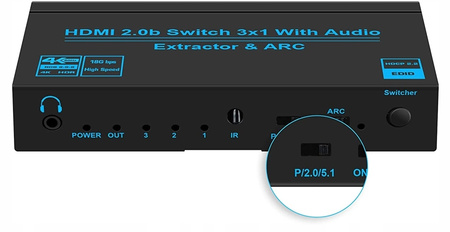 SWITCH HDMI 2.0 3x1 EKSTRAKTOR SPDIF HDCP 2.2 HDR