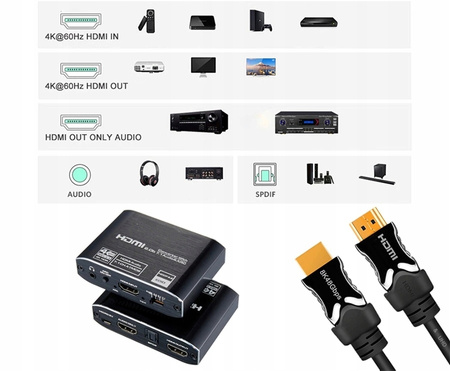 Ekstraktor HDMI 2.0 TOSLINK KONWERTER ATMOS 7.1