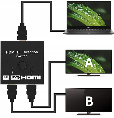 SWITCH HDMI 2.0 2x1 SPLITTER 1x2 Rozdzielacz 4k/60