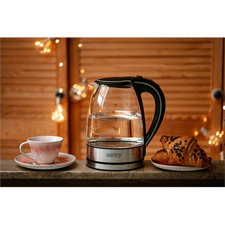 Camry Kettle CR 1239 Electric 2000 W 1.7 L Glass 360° rotational base Black