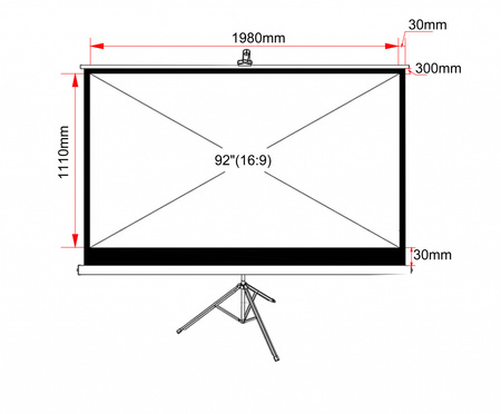 EKRAN RĘCZNY NA STATYWIE 92" 203x114cm TA-92 16:9 ART