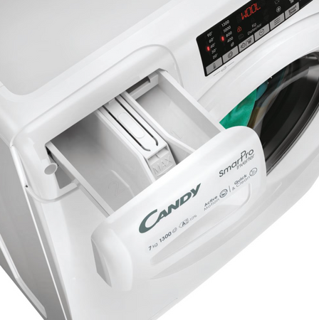 Candy Washing machine | CO4 374TWM6/1-S | Energy efficiency class A | Front loading | Washing capacity 7 kg | 1300 RPM | Depth 45.4 cm | Width 60 cm | Display | 4-digit | Direct drive | Wi-Fi | White