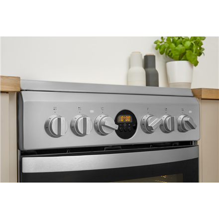 INDESIT Cooker IS5V8CHX/E Hob type Vitroceramic Oven type Electric Stainless steel Width 50 cm Grilling Electronic 57 L Depth 60 cm