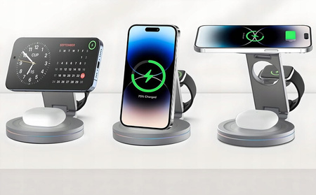 ŁADOWARKA INDUKCYJNA BEZPRZEWODOWA STACJA DOKUJĄCA 3w1 OBROTOWA 360° 20W