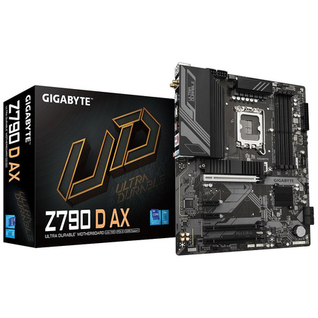 Gigabyte Z790 D AX | Processor family Intel | Processor socket LGA1700 | DDR5 | Supported hard disk drive interfaces SATA, M.2 | Number of SATA connectors 4