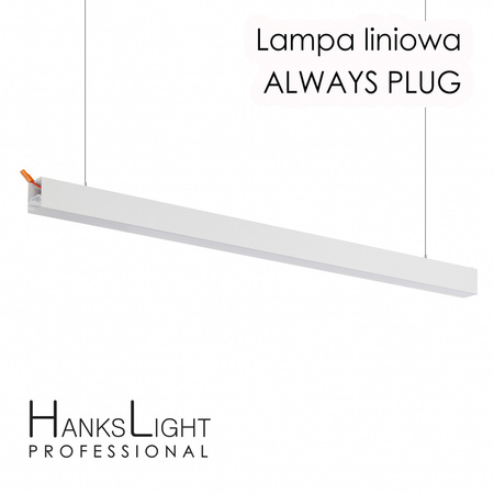 Lampa LED HanksLight,white,liniowa,alu,zwiesz,wtyczka-opcja łączenia,1200mm,down36W,4000K