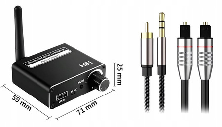 TRANSMITER BLUETOOTH 5.0 KONWERTER AUDIO DAC 5.1 ODBIORNIK BT CINCH AUX USB