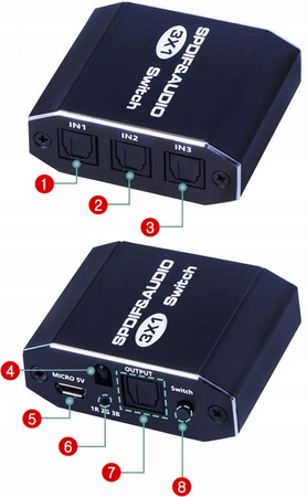 AUDIO SWITCH 3x1 SPDIF TOSLINK ROZDZIELAC OPTYCZNY