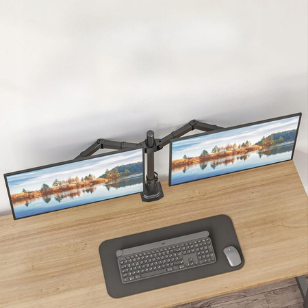 UCHWYT NA 2x MONITORY do monitorów do biurka VESA 10-27 cali REGULOWANY