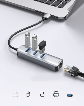 KARTA SIECIOWA HUB USB 3.0 GIGABIT RJ45 1000Mb RJ45 ADAPTER PRZEJŚCIÓWK LAN