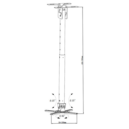 UCHWYT PODWIESZANY 45-76cm DO PROJEKTORA  P-107B 15KG ART czarny