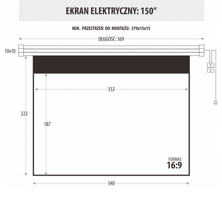 EKRAN ELEKTRYCZNY 150" 332x187cm z pilotem EM-150 16:9E ART PREM