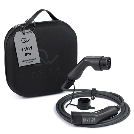 Zielony kabel Wallbox EV typu 2 11kW 8 metrów w twarda pokrowcu 