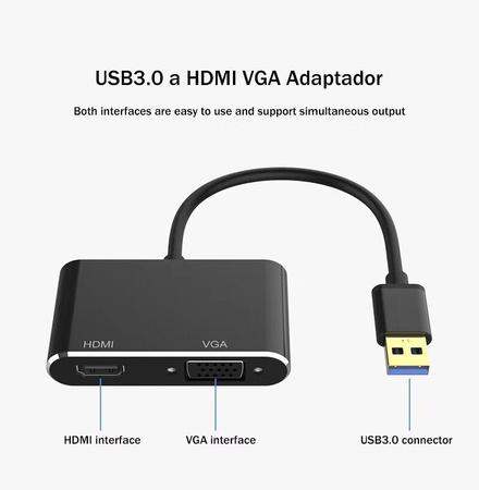 KONWERTER USB 3.0 do HDMI + VGA ADAPTER KARTA GRA