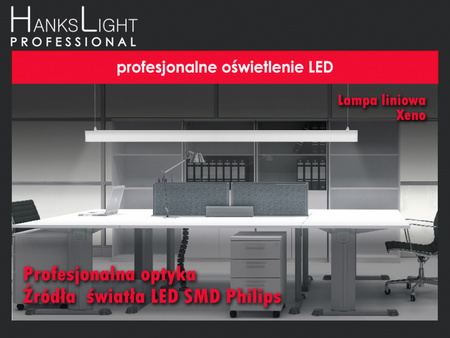 Lampa LED,HanksLight,liniowa,white, alu,zwiesz,1264mm,up21/down36W, AC230V,4000K